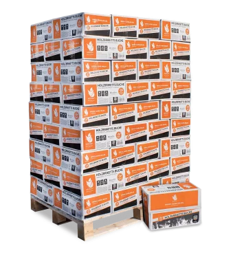Palette mit 81 Boxen Buchen-Nestro-Briketts (972 kg)