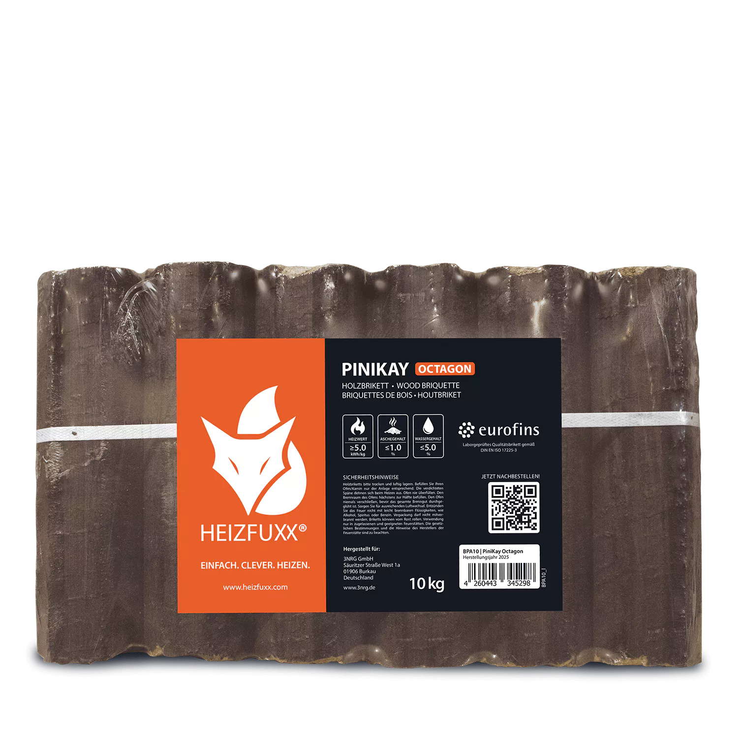 PiniKay Hartholzbriketts Oktagon – mit Zugloch (Palette 960 kg) - Bild 5