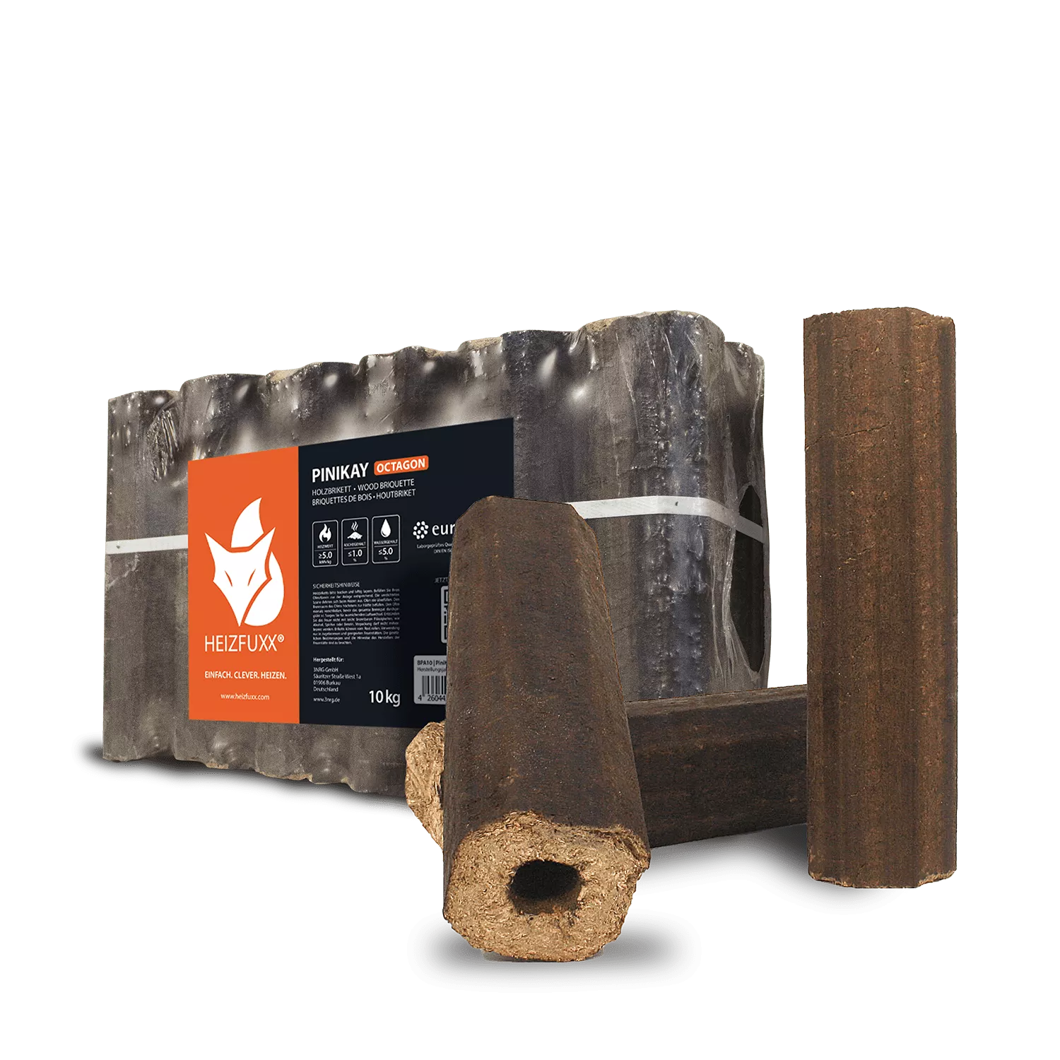 PiniKay Hartholzbriketts Oktagon – mit Zugloch (Palette 960 kg) - Bild 6