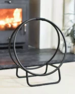 Rundes Kaminholzregal mit Griff – Stahl, schwarz, Ø 40 cm (H 45 cm) - Bild 3