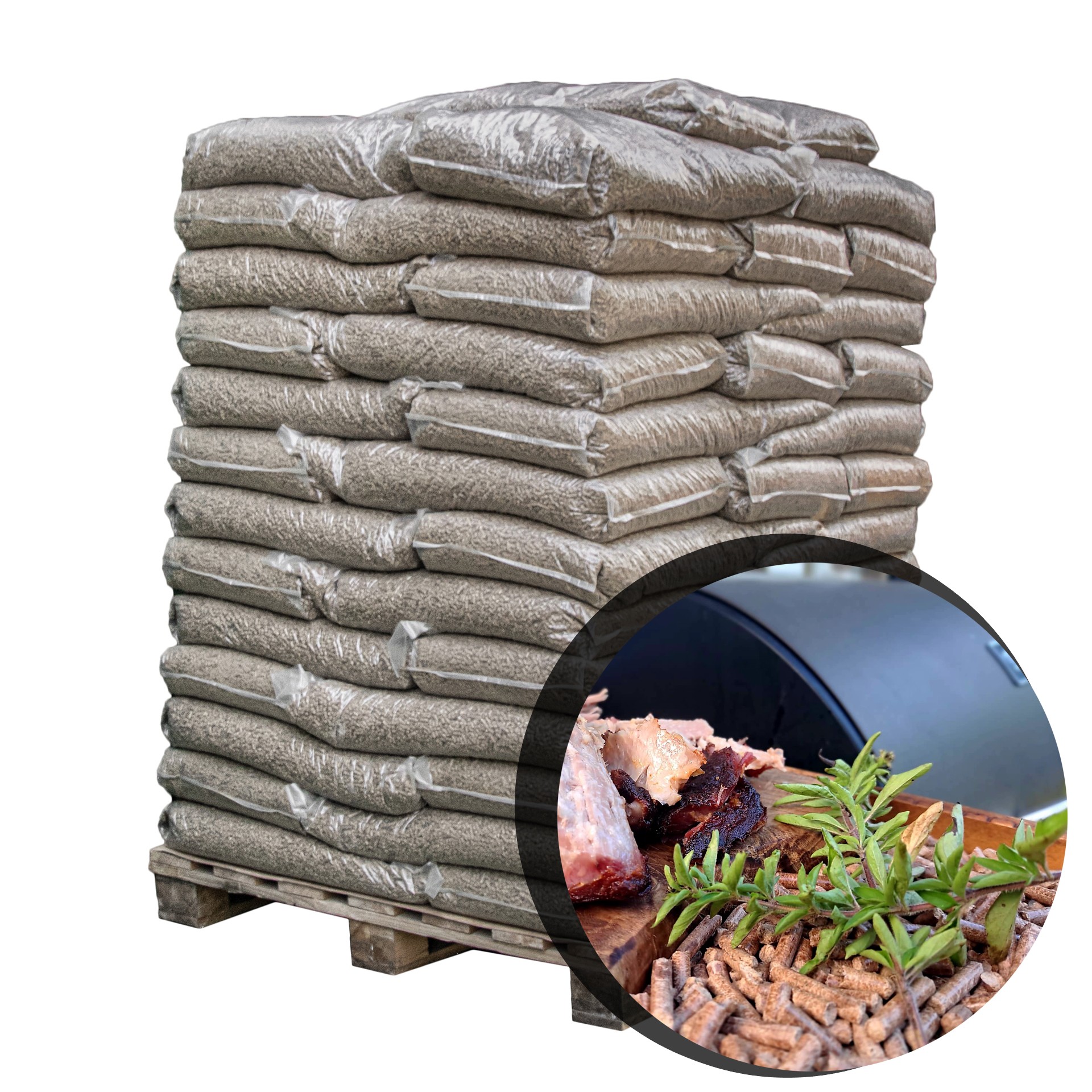 eiche-1x-960kg-pellets-eiche-grillen-smoker-heizen-palette-mit-versand-rund_1920x1920.jpg Träpellets Mix 6 mm – bok + ek – 64 × 15 kg (960 kg) - Bild 1
